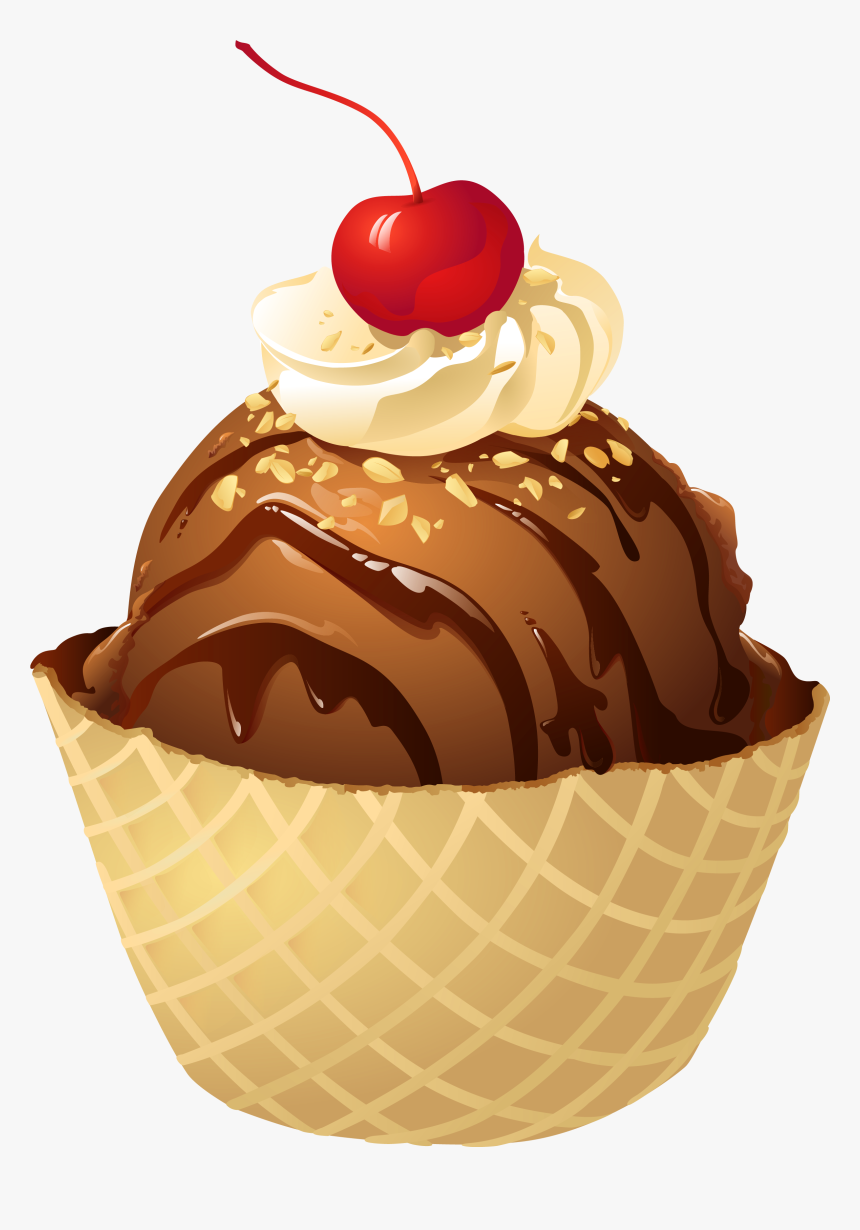 Chocolate Ice Cream Sundae Waffle Cupcake - Ice Cream Bowl Clipart, HD Png Download, Free Download