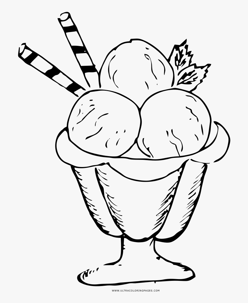 Ice Cream Sundae Coloring Page - Ice Cream Sundae Drawing Png, Transparent Png, Free Download