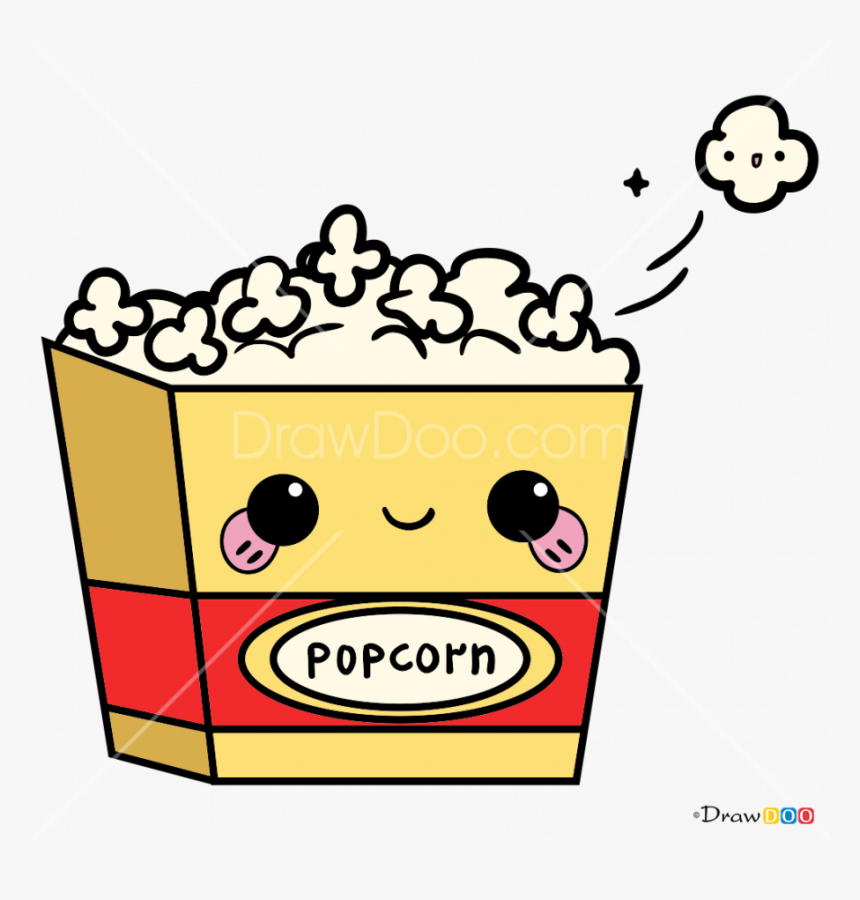 How To Draw A Popcorn Piece Cute Drawing Books - Kawaii Popcorn, HD Png Download, Free Download