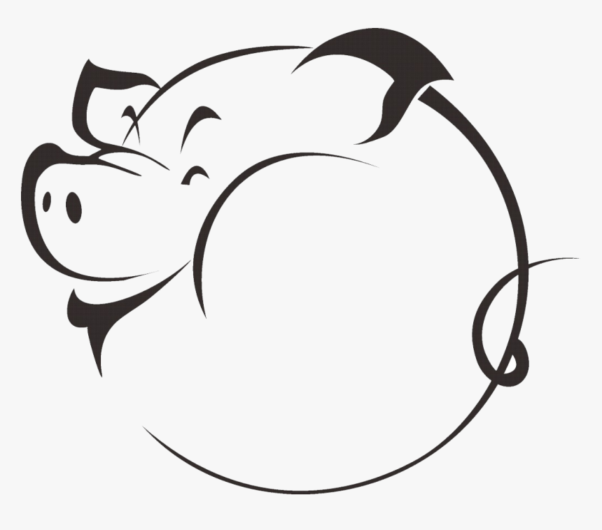 Domestic Pig Silhouette Drawing - Pig Line Art Png, Transparent Png, Free Download