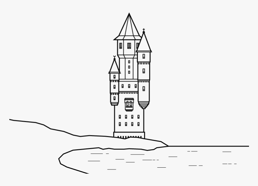 Castle On The Shore Linework Illustration Vector Design - Line Art, HD Png Download, Free Download