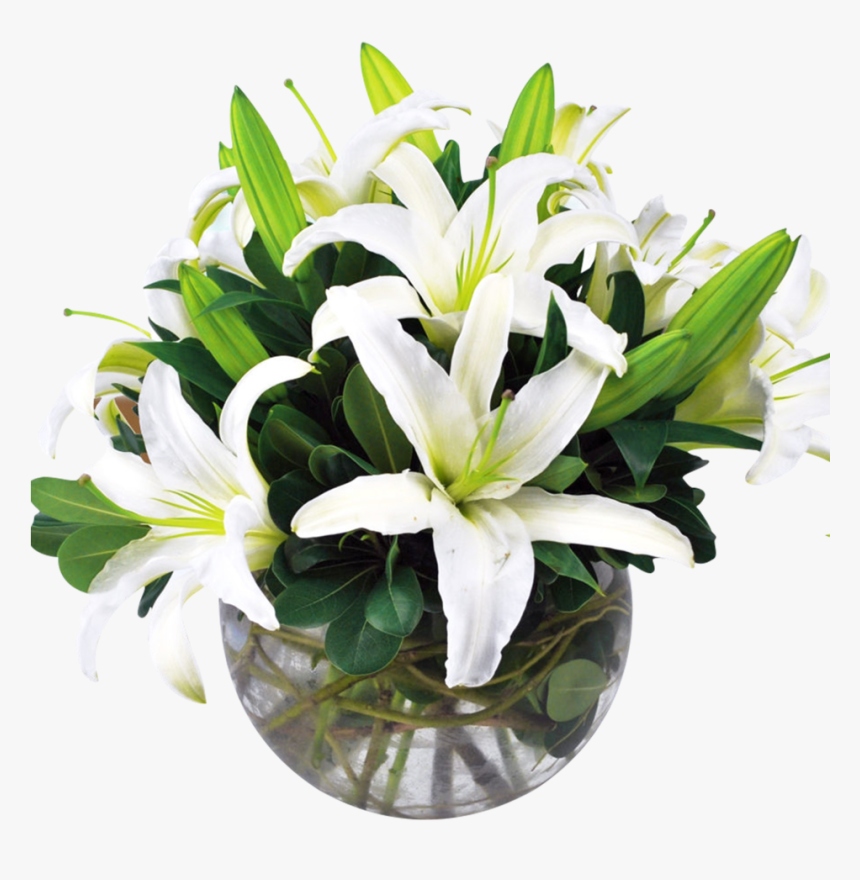 Round Look Of All White Lilies In A Bubble Bowl - Willow Flowers Png, Transparent Png, Free Download