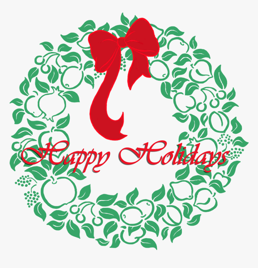 Happy Holidays Wreath - Vintage Green Floral Border, HD Png Download, Free Download