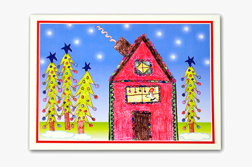 Holiday Card Design With A House And A Dog Looking - House, HD Png Download, Free Download