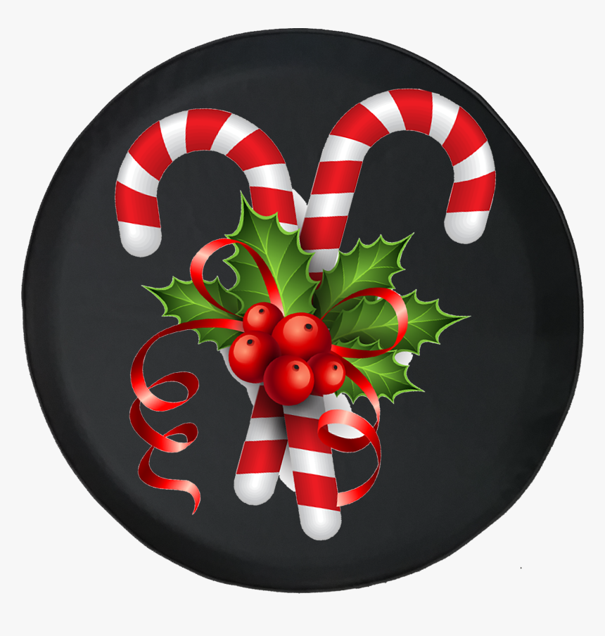 Candy Cane Mistletoe Red Bow Holiday Spirit Festive - Candy Cane, HD Png Download, Free Download