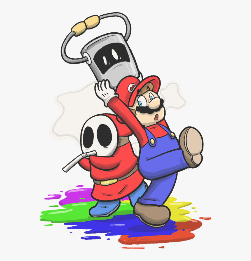 Here’s A Better Art Of Mario And Huey And A Shy Guy - Shy Guy Mario, HD Png Download, Free Download