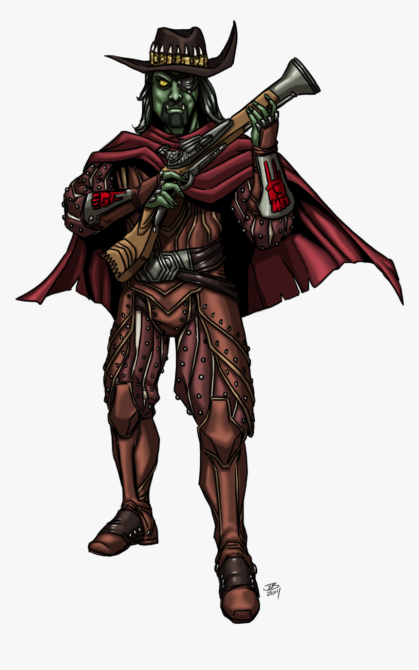 Half-orc Gunslinger By Prodigyduck - Pathfinder Half Orc Gunslinger, HD Png Download, Free Download