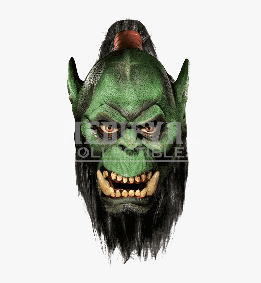 Orc Deluxe Latex Mask With Beard From World Of Warcraft - Wow Orc Mask, HD Png Download, Free Download