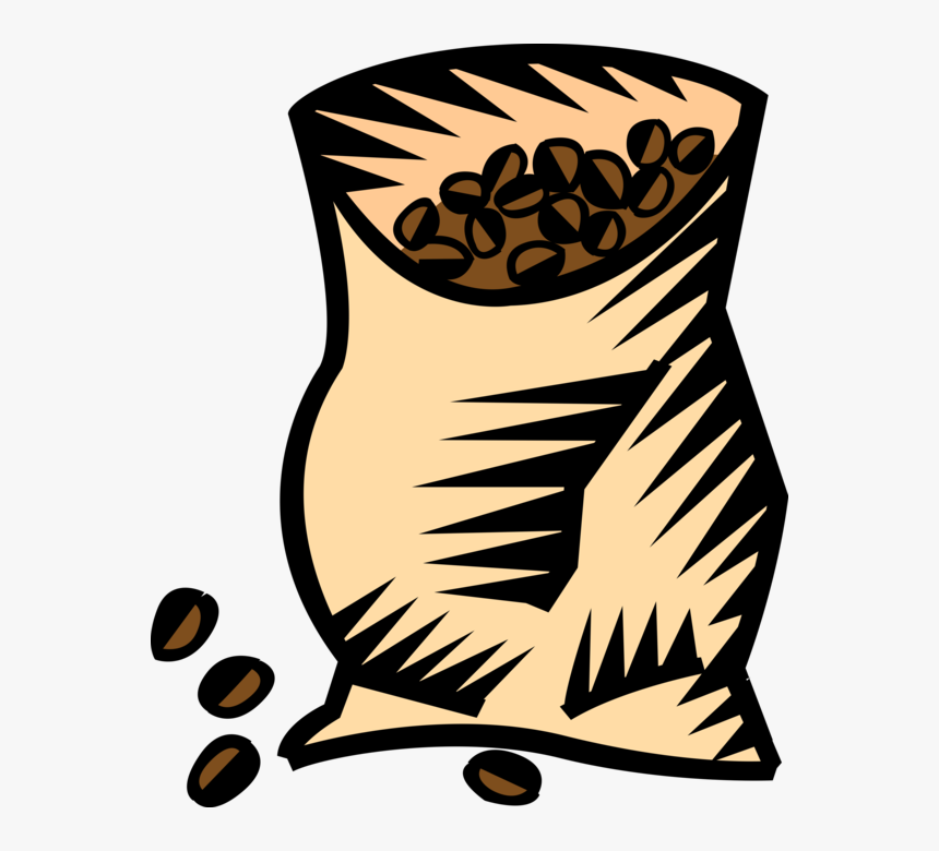 Vector Illustration Of Bag Of Coffee Bean Seed Of The - Transparent Coffee Beans Cartoon, HD Png Download, Free Download