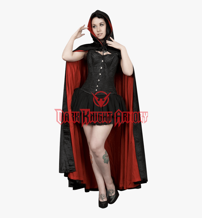 Black And Red Velvet Hooded Cape - Transparent Background Halloween Costume, HD Png Download, Free Download