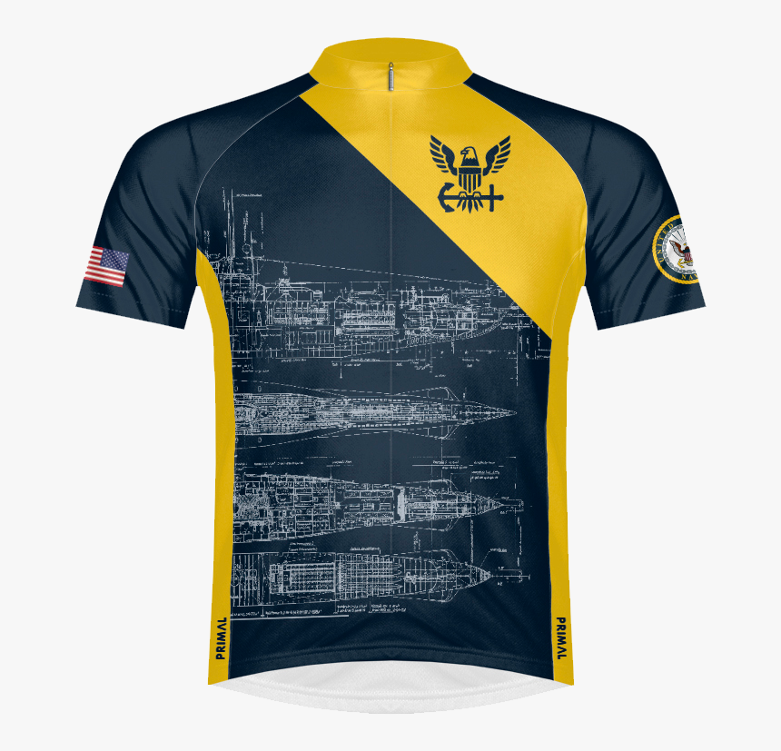 Navy Schematic Men"s Sport Cut Cycling Jersey - Polo Shirt, HD Png Download, Free Download