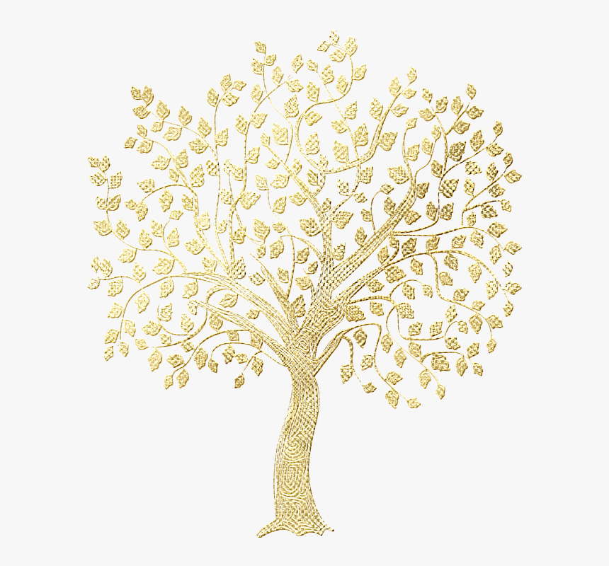 Gold Foil Tree, Tree Silhouette, Gold Tree, Tree - Transparent Gold Tree, HD Png Download, Free Download