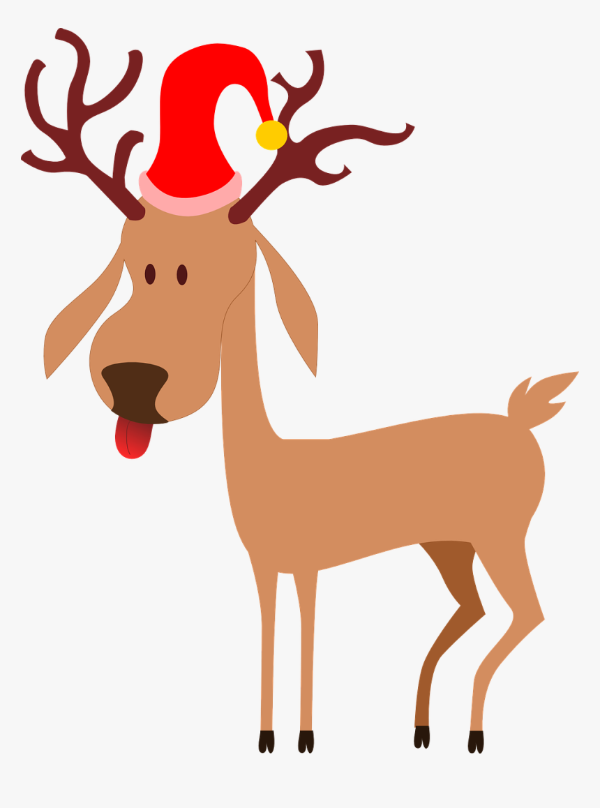 Reindeer Santa Clause Christmas Free Picture - Transparent Background Reindeer Clipart, HD Png Download, Free Download