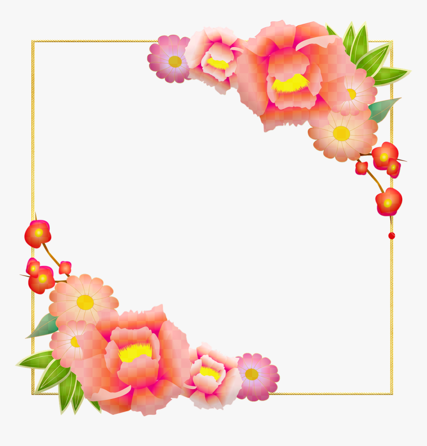 Peony Frame Blossom Gold Foil Flower Blossom Free Picture 牡丹 イラスト フリー Hd Png Download Kindpng