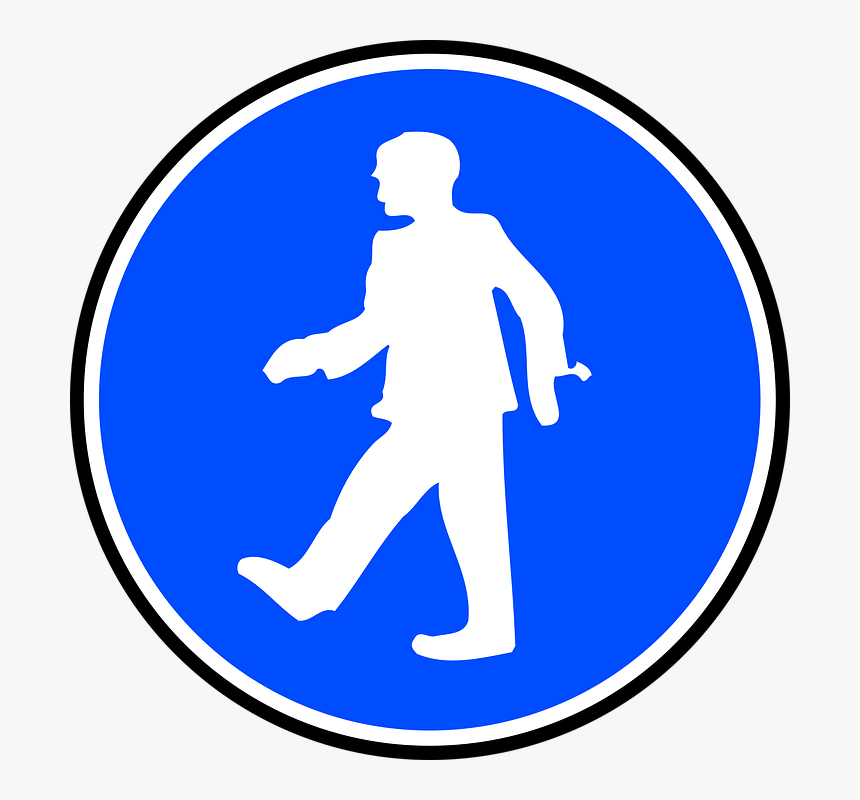 Man, Walking, Caution, Warning, Mandatory, Blue, Sign - Us Army South Logo, HD Png Download, Free Download