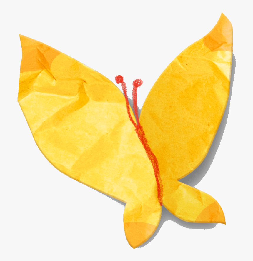 🦋 - Yellow Paper Butterfly Png, Transparent Png, Free Download