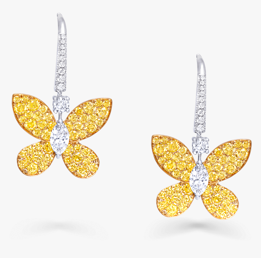 Yellow Butterfly Earrings, HD Png Download, Free Download