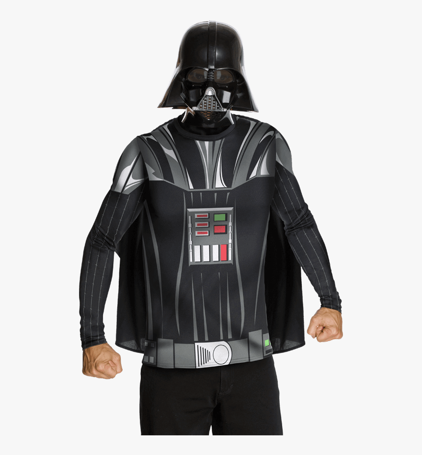 Adult Darth Vader Costume Top With Mask - Darth Vader Mask Costume, HD Png Download, Free Download