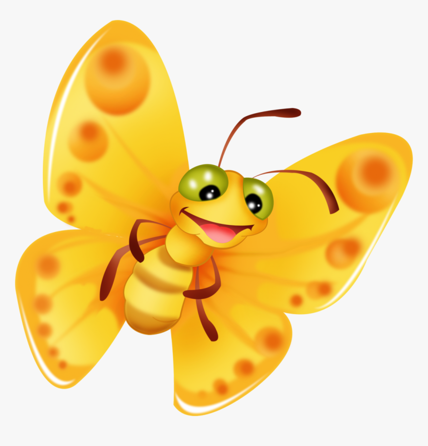 A Yellow Butterfly - Clip Art Cartoon Images Yellow Butterfly, HD Png Download, Free Download