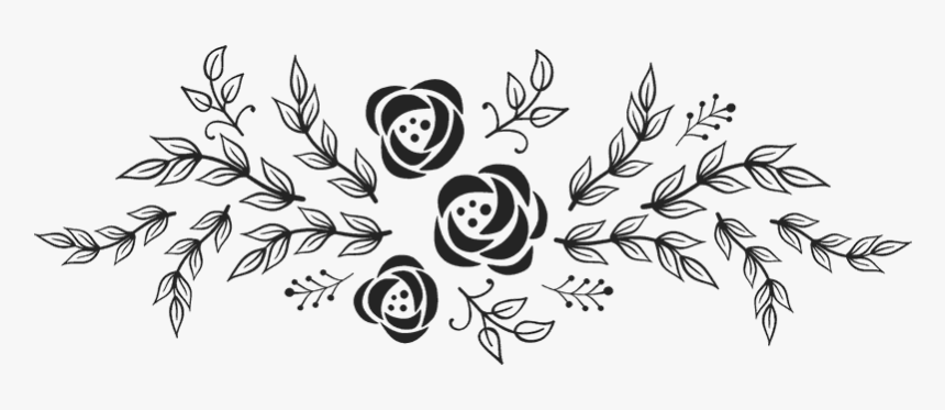 Botany,black And White,plant,line Art,flower,branch,clip - Flower Garland Clipart Black And White, HD Png Download, Free Download