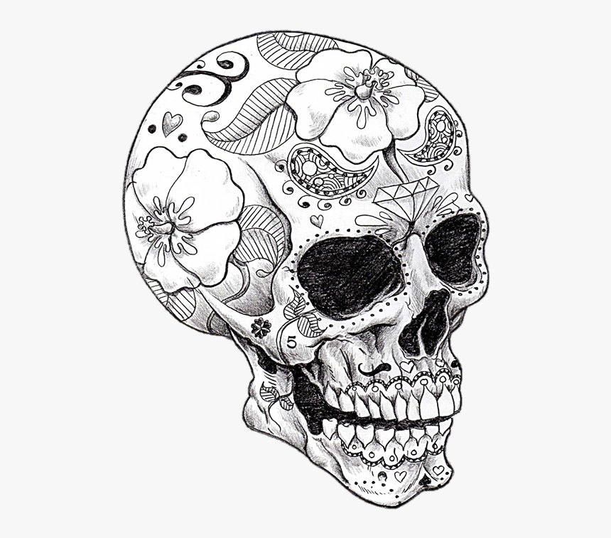 Vector Library Library Cool Art Skeletons And Spell - Dia De Los Muertos Skull Drawing, HD Png Download, Free Download