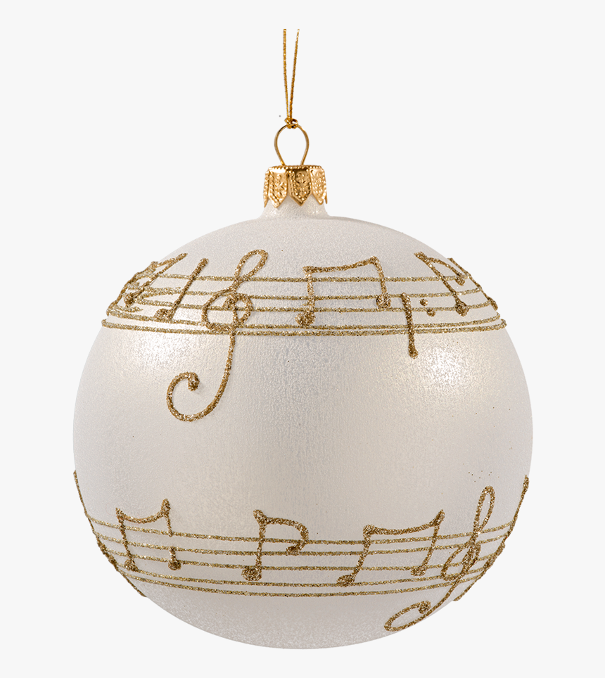 Glass Bauble Cream Colored With Musical Notes, 8 Cm - Boule De Noel Musique, HD Png Download, Free Download