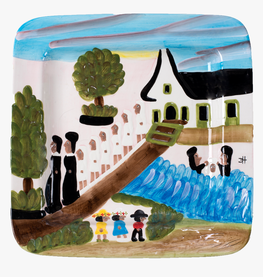 Clementine Hunter Baptism On Cane River Square Platter - Clementine Hunter, HD Png Download, Free Download