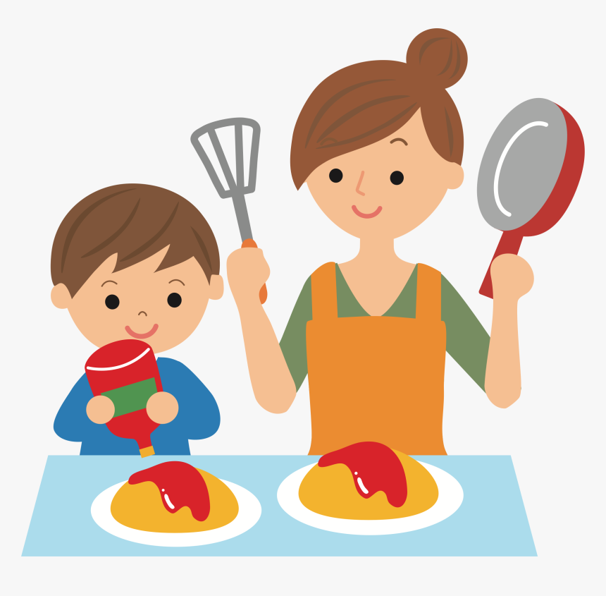 Boy,play,toddler - Mom And Son Cooking Clipart, HD Png Download, Free Download