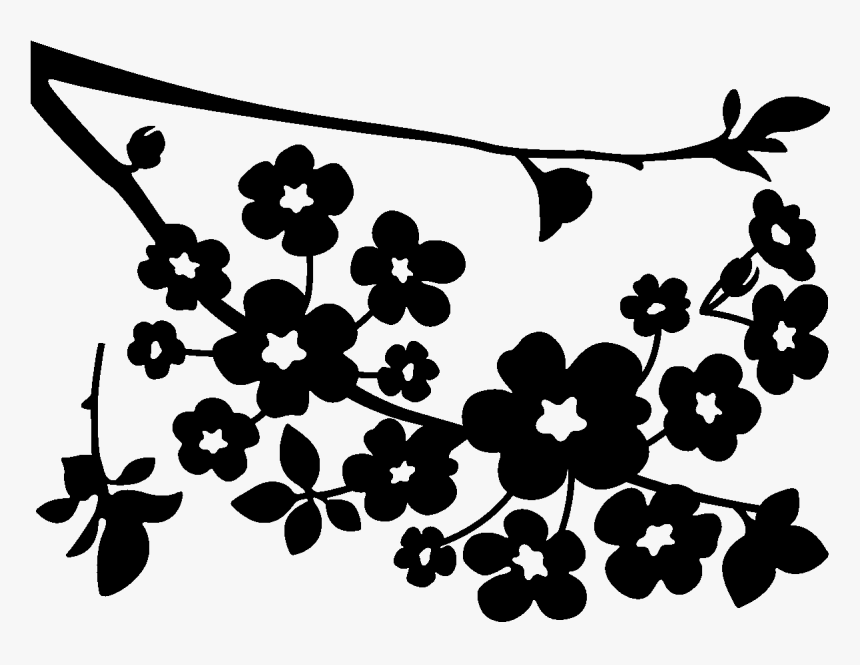 Cherry Blossom Paper Coloring Book - Cherry Blossom Clip Art Black And White, HD Png Download, Free Download