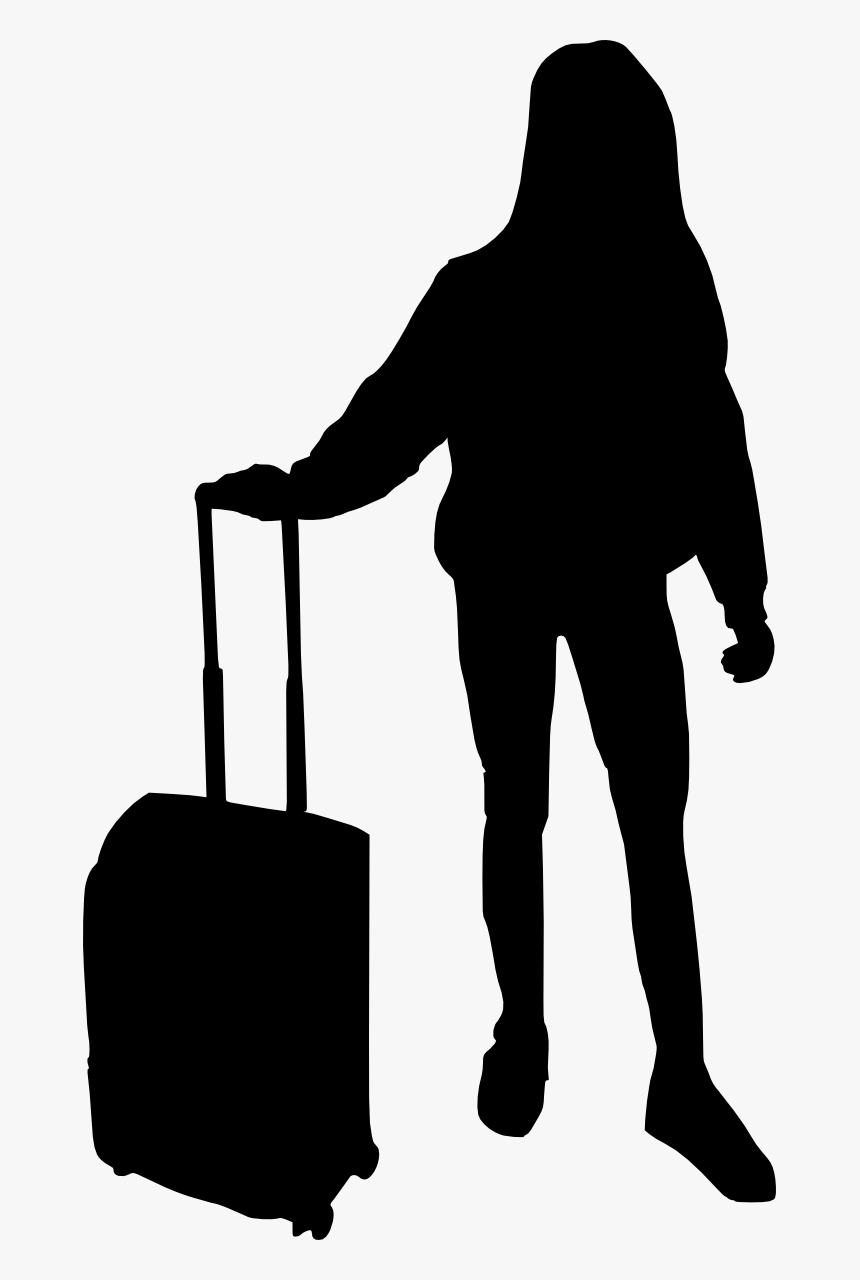 Girl Silhouette With Luggage, HD Png Download, Free Download