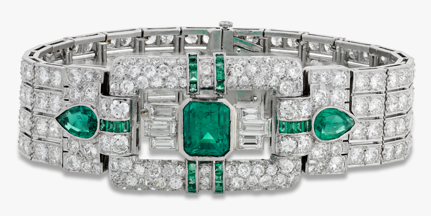 Art Deco Emerald Bracelet, - Diamond, HD Png Download, Free Download