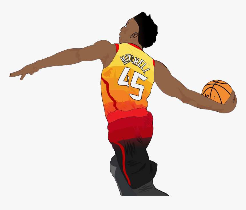 #nba #basketball #donovanmitchell #jazz - Basketball Player Dunking Drawing, HD Png Download, Free Download