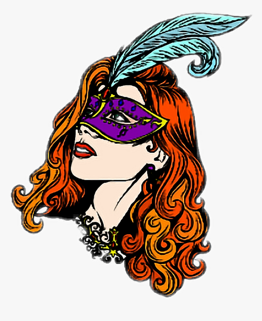 Masked Mask Woman Colorful Masquerade Masqurade Covered - Illustration, HD Png Download, Free Download