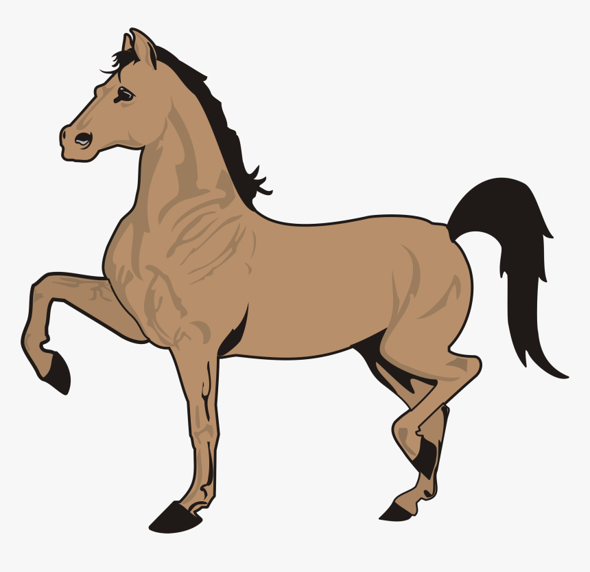 Running Horse Clip Art Black And White - Horses Drawing With Color, HD Png Download, Free Download