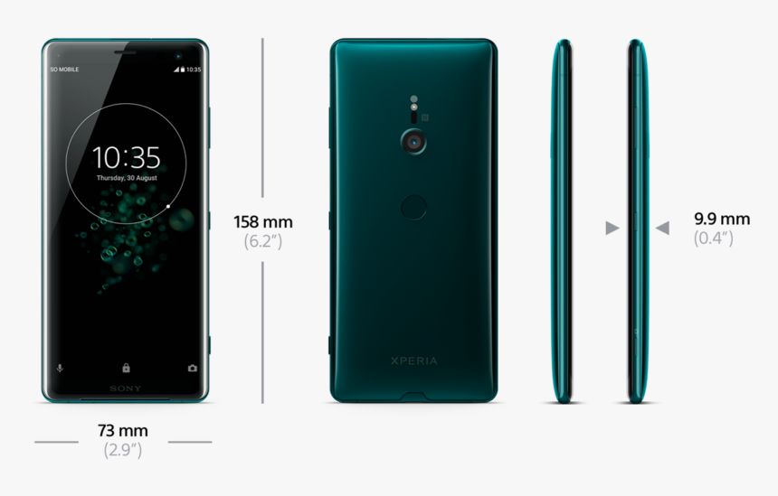 An Image Explaining The Physical Dimensions Of The - Sony Xperia Xz3 Specs, HD Png Download, Free Download