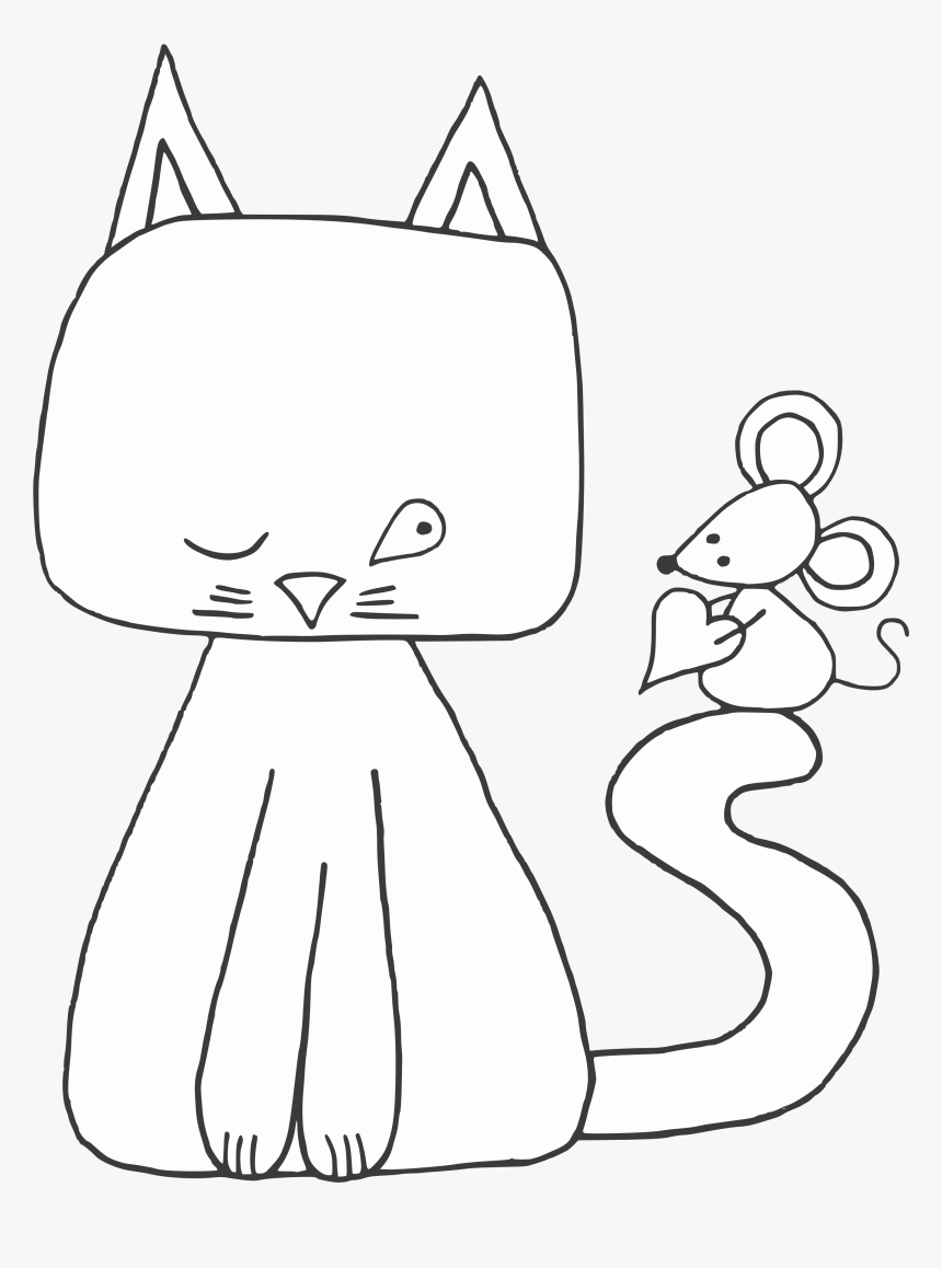 Cat And Mouse Digi Stamp - Line Art, HD Png Download, Free Download