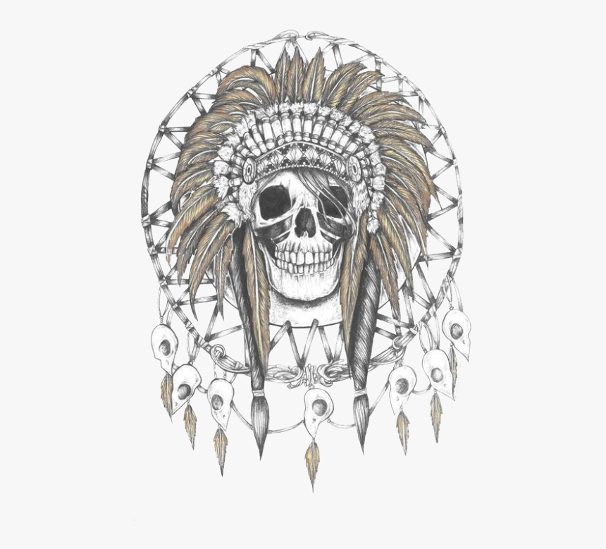 Skull Dream Catcher Tattoo - Indian Skull Dream Catcher, HD Png Download, Free Download