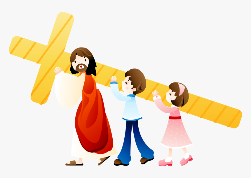 Bible Child Cross Christianity - Jesus Carrying His Cross Clip Art, HD Png Download, Free Download