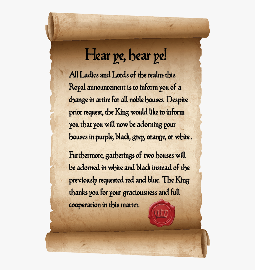 Royal Announcement - Proclamation Hear Ye Hear Ye, HD Png Download, Free Download