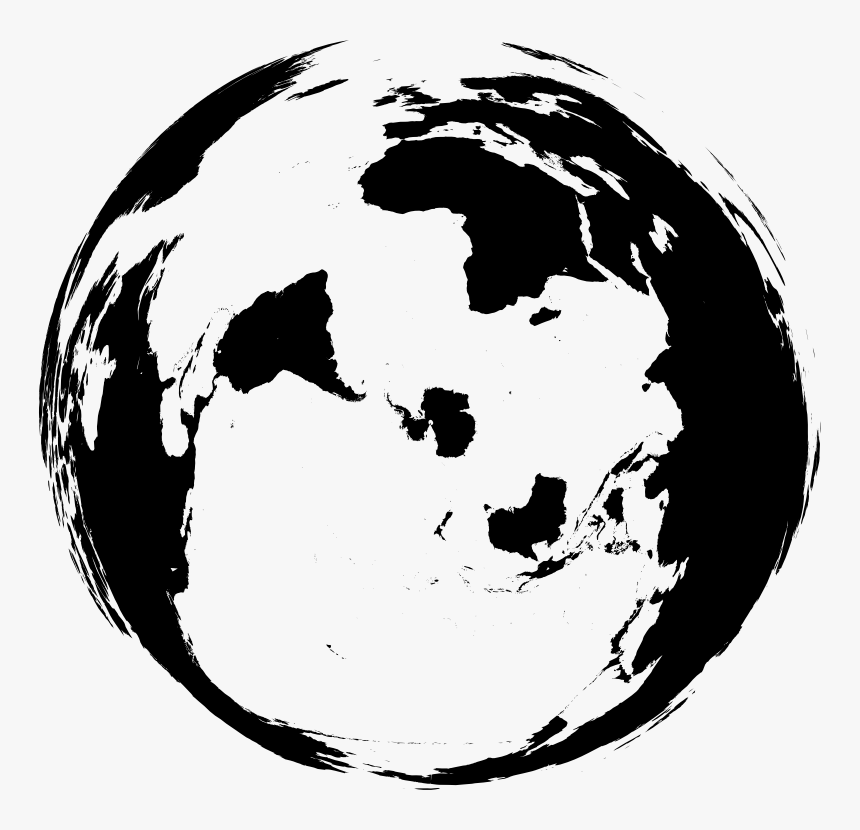 Unusual World Globe - Azimuthal Equidistant Projection Map Black And White, HD Png Download, Free Download