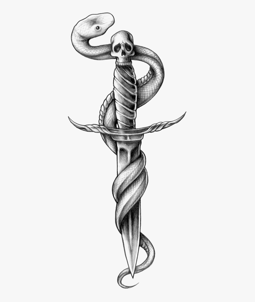 Snake Tattoo Png Photo - Dagger With Snake Tattoo, Transparent Png, Free Download