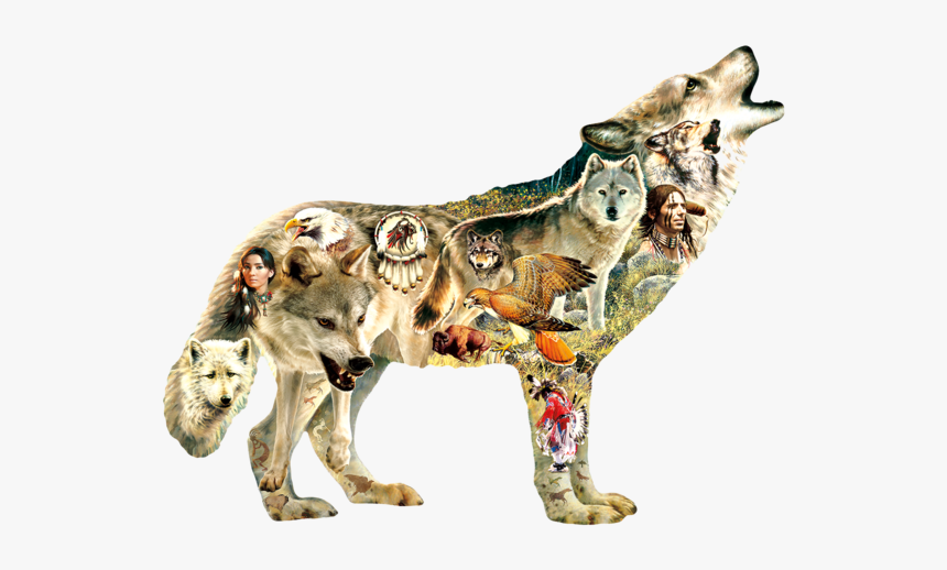 Native American Wolf Puzzle - Native American Wolves, HD Png Download, Free Download