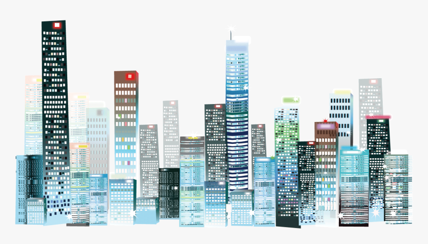 Rise Painted Buildings Urban Night Sky 1501*1501 - Buildings High Rise Png, Transparent Png, Free Download