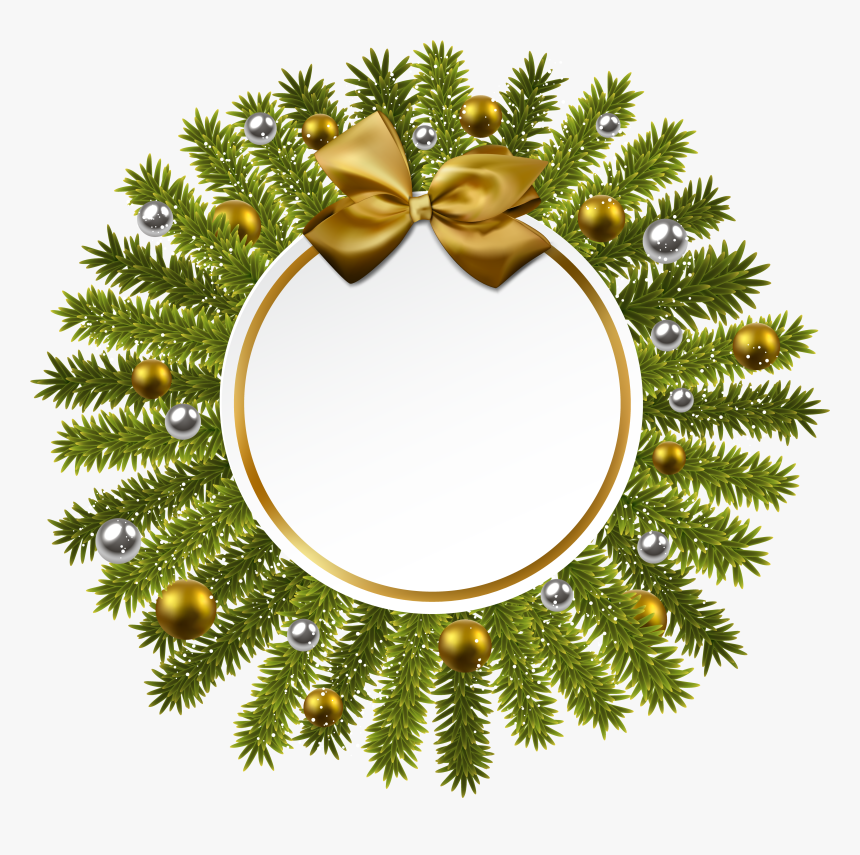 Pine And Gold Bow Christmas Decoration Png Clipart, Transparent Png, Free Download