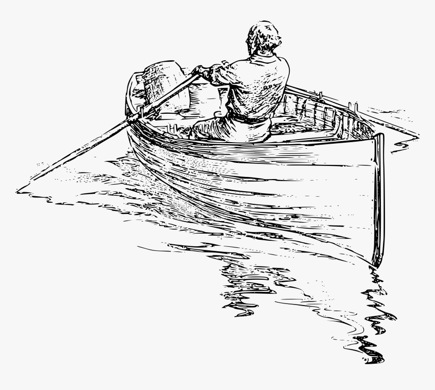 Transparent Boat Clipart - People Rowing A Boat Drawing, HD Png Download, Free Download