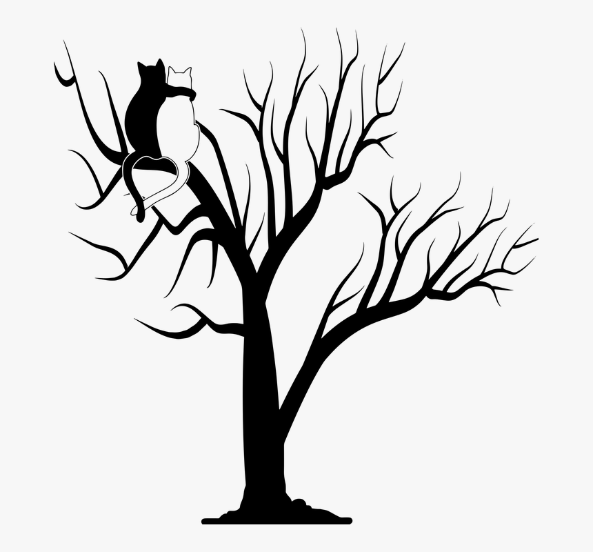 Halloween Bare Trees, Cats In Tree, Retro Halloween - Arboles De Halloween Png, Transparent Png, Free Download