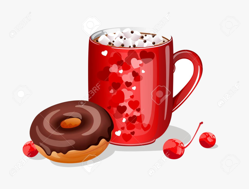 Hot Chocolate Clipart Donut Free Clip Art Stock Transparent - Donuts And Hot Chocolate, HD Png Download, Free Download