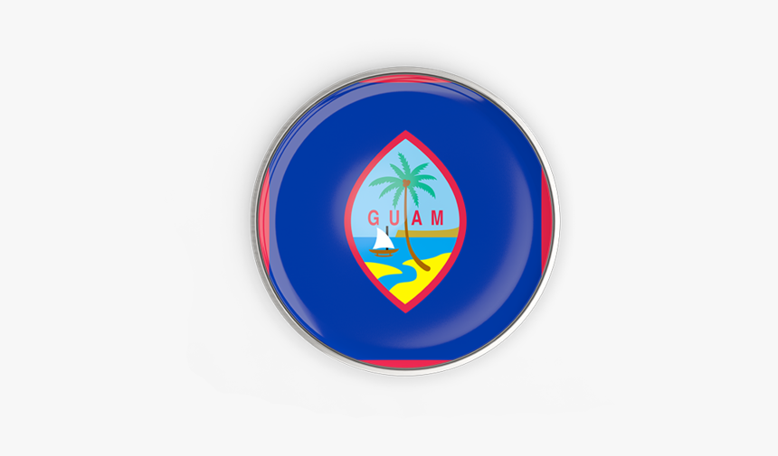 Round Button With Metal Frame - Flag Of Guam, HD Png Download, Free Download