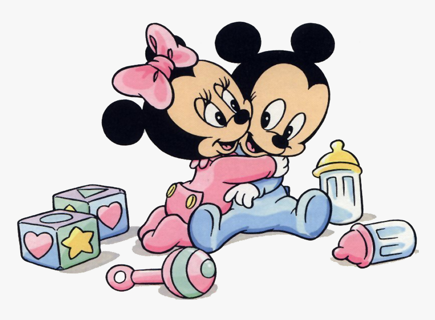 Baby Mickey And Minnie Mouse White Pooh"s Hundred Acre - Minnie En Mickey Mouse Baby, HD Png Download, Free Download