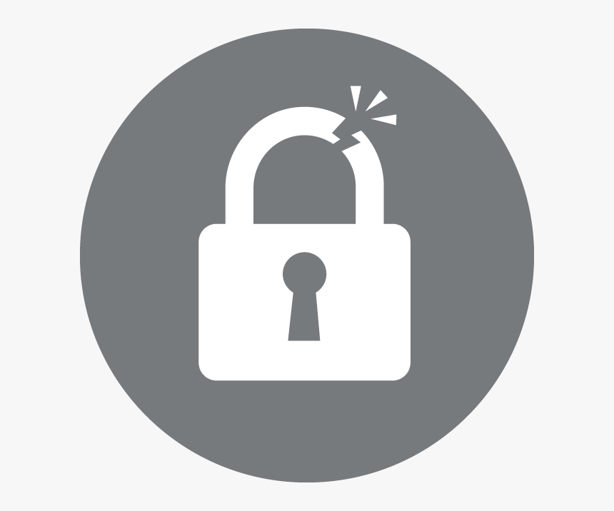 Identity Theft Icon With The Image Of Broken Lock In - Transparent Background Padlock Icon White, HD Png Download, Free Download
